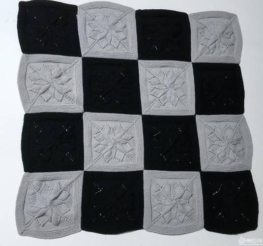 温暖手作 4股牛奶棉棒针双色毛毯编织教程